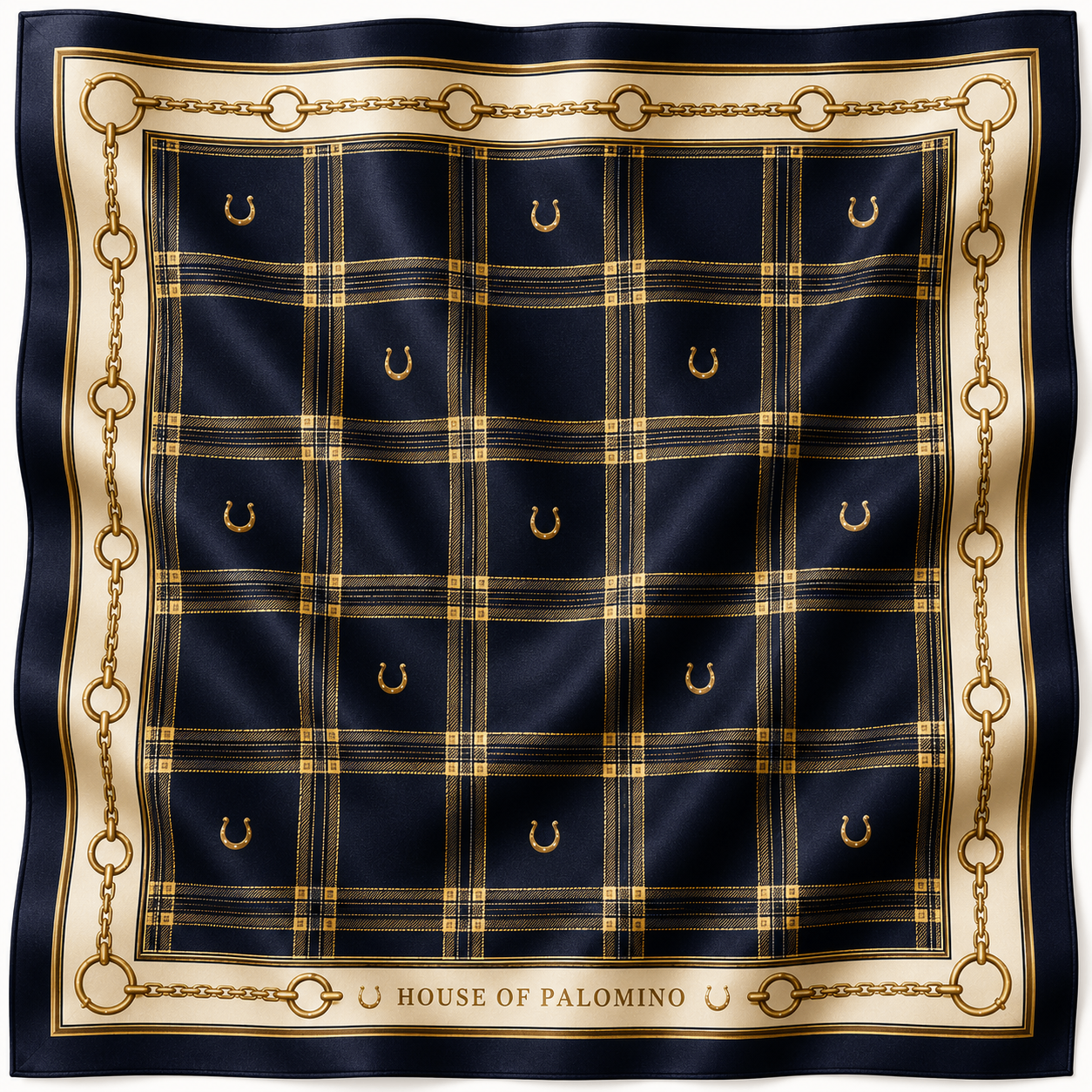 Navy heritage horseshoe silk scarf